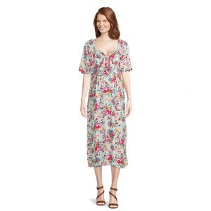 DESTINATION MATERNITY FLUTTER SLEEVE FLORAL DRESS